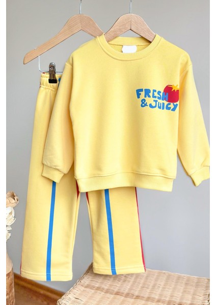 Kız Çocuk Baskılı 3 Iplik Pamuklu Kumaş Alt Üst Takım indirimleri