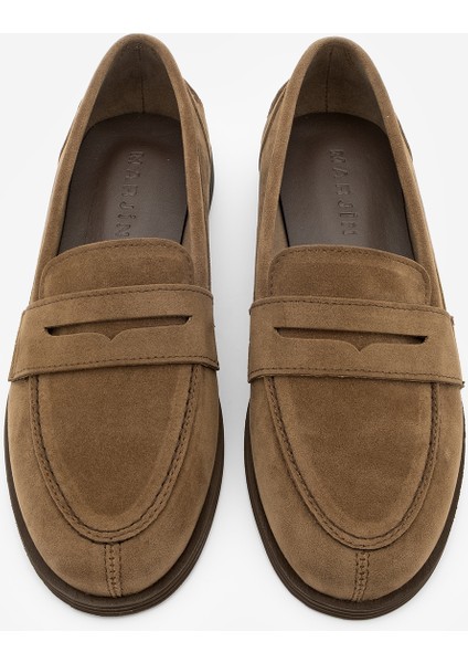 Kadın Loafer Düz Taban Makosen Günlük Ayakkabı Benif Taba Süet