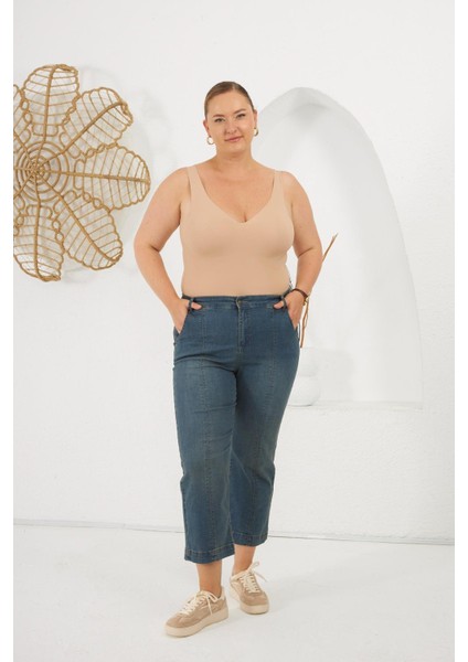 Büyük Beden Denim Pantolon Kim Mavi