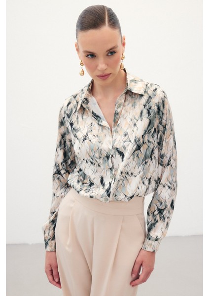 Klasik Desenli Gömlek - Haki fiyatları