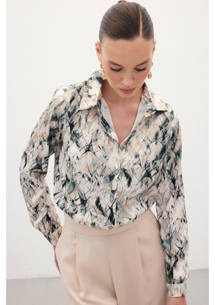 Klasik Desenli Gömlek - Haki indirimleri