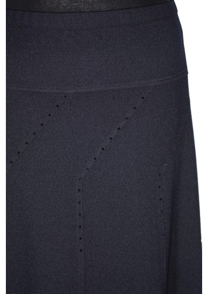 Hesna Kadın Seher Kışlık Büyük Beden Taşlı Astarsız Latikli Lacivert Etek fiyatları