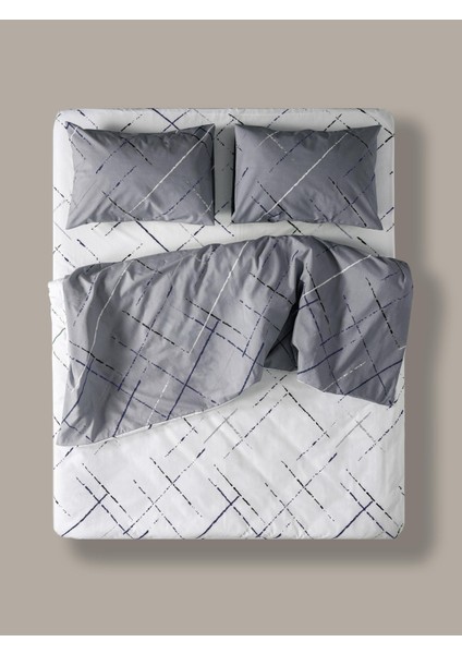 Reflection Desen Gri Renk Çift Kişilik Pamuklu Ranforce Nevresim Takımı Çarşaflı Yumuşak 200X220 fiyatları