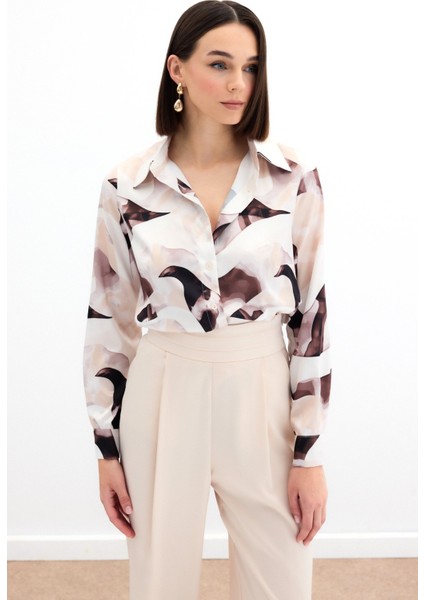 Desenli Gömlek - Kahve