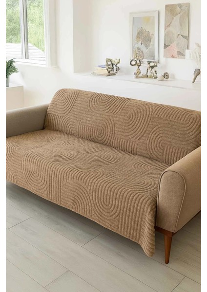 Carie Kabartmalı Yumuşak Tüylü Koltuk Örtüsü Çok Amaçlı Koltuk Şalı Kaymaz Süngerli (165X205 Cm)