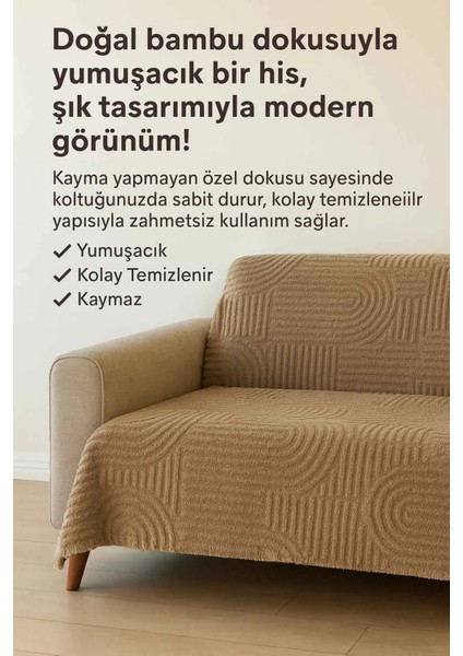 Carie Kabartmalı Yumuşak Tüylü Koltuk Örtüsü Çok Amaçlı Koltuk Şalı Kaymaz Süngerli (165X205 Cm) fiyatları
