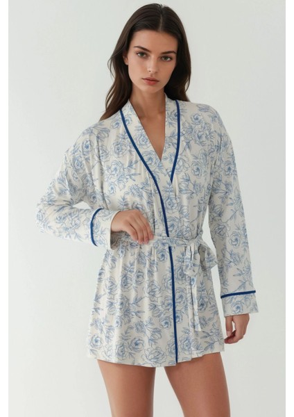 Kadın Ekstra Yumuşak Kuşaklı Örme Sabahlık Çok Renkli