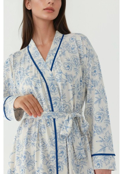 Kadın Ekstra Yumuşak Kuşaklı Örme Sabahlık Çok Renkli modelleri