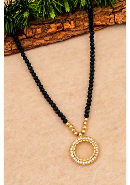 Çeyrek Için Kolye Kadın Siyah Taşlı Çeyrek Altın Takılan Kolye Modeli BT066 fiyatları