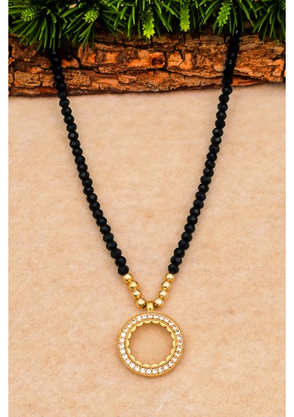 Çeyrek Için Kolye Kadın Siyah Taşlı Çeyrek Altın Takılan Kolye Modeli BT066 modelleri