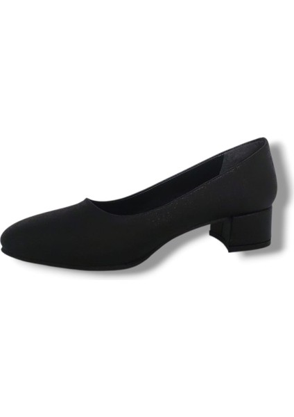 1003 Kadın Siyah Pırıltılı Alçak Topuklu Ayakkabı modelleri