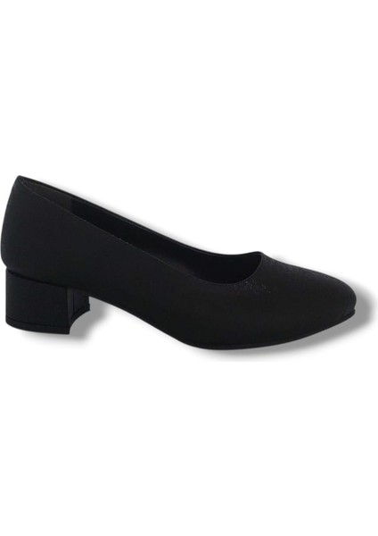1003 Kadın Siyah Pırıltılı Alçak Topuklu Ayakkabı indirimleri