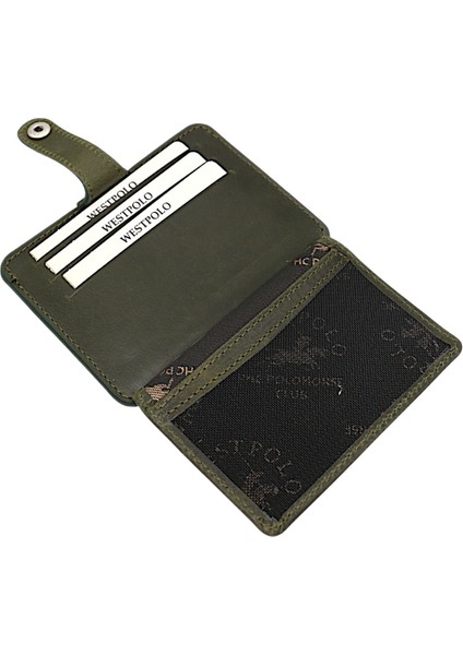 Carpi Kağıt Para Bölmeli Unisex Crazy Eskitme Hakiki Deri Kartlık - Haki modelleri