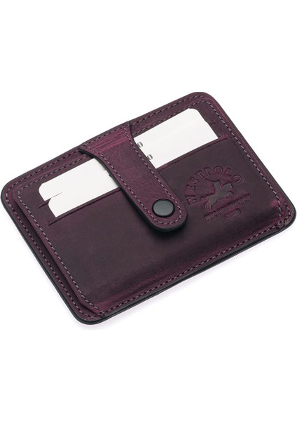 Carpi Kağıt Para Bölmeli Unisex Crazy Eskitme Hakiki Deri Kartlık - Mor fiyatları