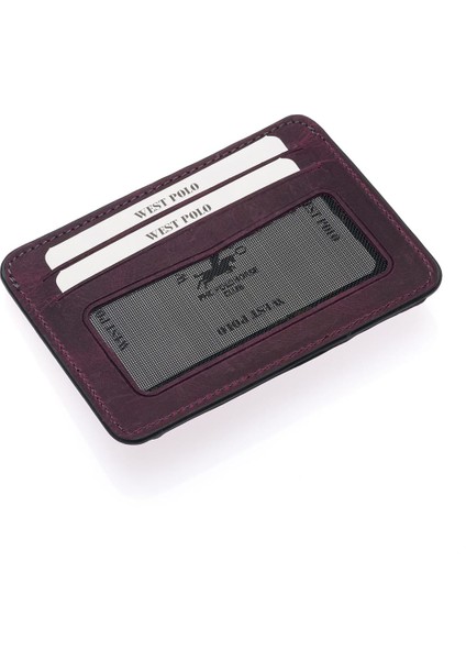 Carpi Kağıt Para Bölmeli Unisex Crazy Eskitme Hakiki Deri Kartlık - Mor fırsatları