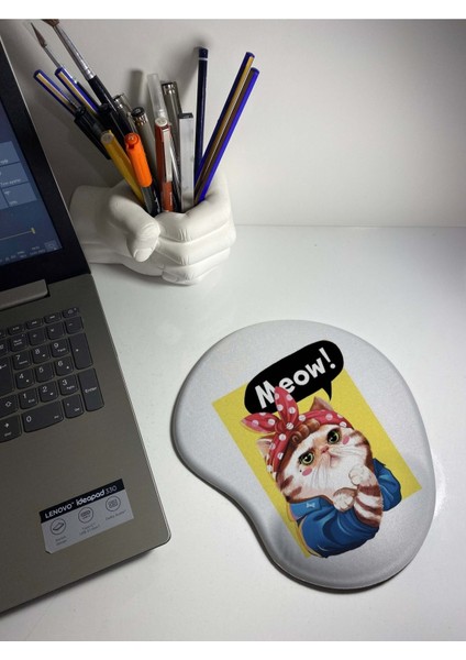 Meow Baskılı Bilek Destekli Mouse Pad