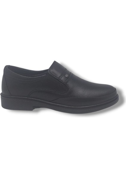 Paggi 608 Erkek Siyah Hakiki Deri Günlük Kullanım Poli Taban ( Hafif ) Ayakkabı