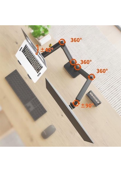 PM-252D-J 13-32'' Amortisörlü Stand Çift Kol Lcd-Led Gaming Monitör Laptop Tutucu Masa Askı Aparatı fırsatları