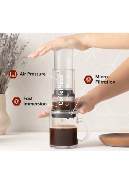 Taşınabilir Basınçlı Kahve Presi | Hızlı Filtre Kahve Demleme, Kamp, Ofis ve Ev Kullanım