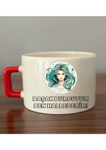 Başak Burcu Baskılı Fincan Seramik Kupa - Seramik Çay, Kahve Hediyelik Bardağı