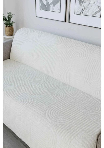 Carie Kabartmalı Yumuşak Tüylü Koltuk Örtüsü Çok Amaçlı Koltuk Şalı Kaymaz Süngerli (165X205 Cm)