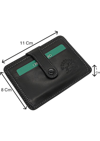 Carpi Kağıt Para Bölmeli Unisex Crazy Eskitme Hakiki Deri Kartlık - Antrasit