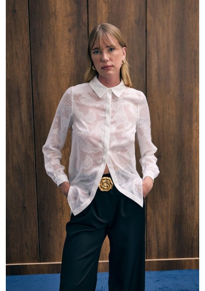 Transparan Gömlek - Ekru