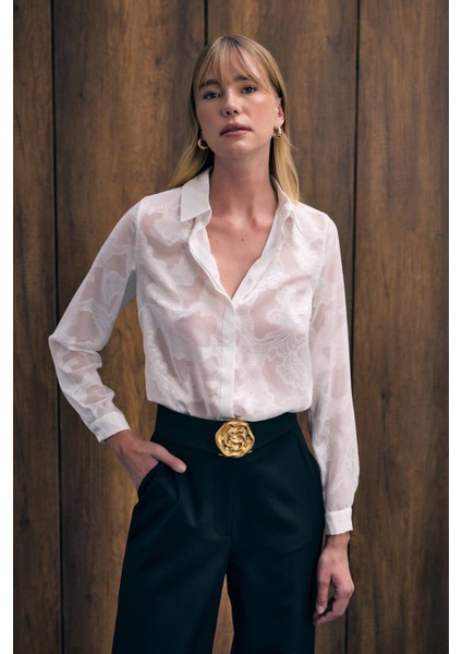 Transparan Gömlek - Ekru modelleri