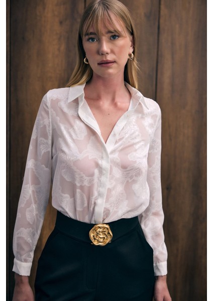 Transparan Gömlek - Ekru