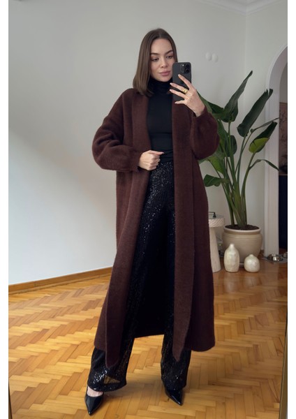 Sakallı Uzun Premium Hırka- Kahverengi