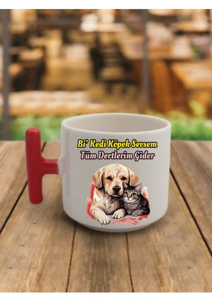 Bi Kedi Köpek Sevsem Tüm Dertlerim Gidecek Kahve Bardağı Kupa Bardak