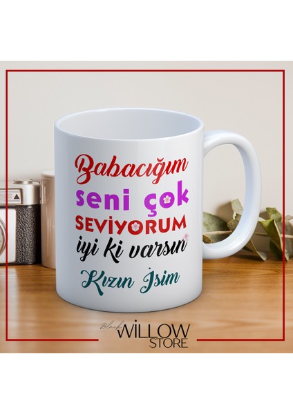 Babalar Günü Temalı Isimli Kişiye Özel Seramik Kupa Bardak-32