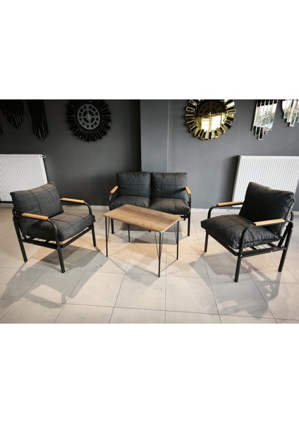 Serdem-(Eco)-2-1-1--Sehpa - Metal Bahçe Balkon Takımı Mobilya Grubu (Antrasit) fiyatları