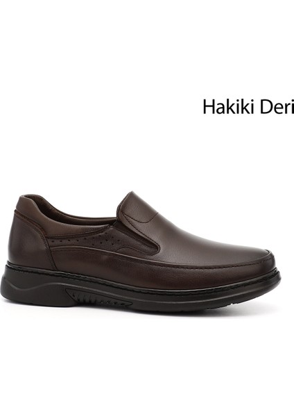 Erkek Kahve Antik Hakiki Deri Comfort Ayakkabı