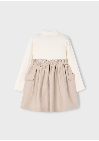 Kız Çocuk Beyaz-Bej Kargo Cepli Elbise 4930 indirimleri