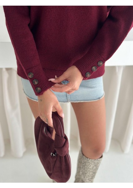 Polo Yaka Yarım Pat Kol Düğme Detay Triko Kazak modelleri