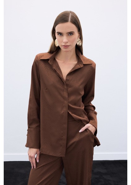 Jakarlı Düz Gömlek - Kahve fiyatları