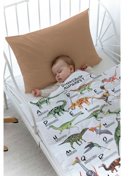 Organik Baskılı Bebek (100X150 Cm) Yorgan Seti - Iconic Serisi - Dinozor Alfabesi fiyatları