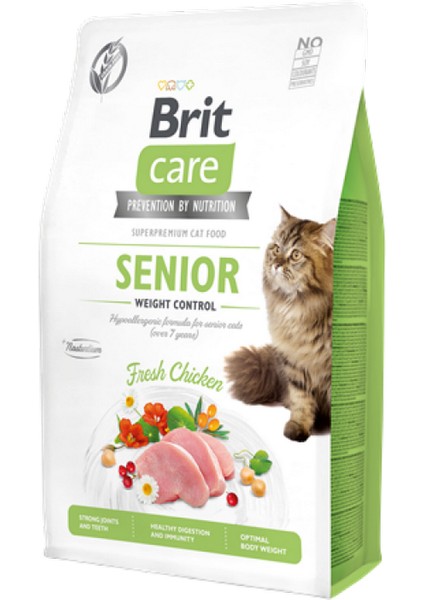 Resveq Brit Care 2 kg Kilo Kontrolü Ihtiyacı Olan Yaşlı Kediler Için, Tahılsız, Hipoalerjenik, Taze Tavuk Etli Kuru Mama