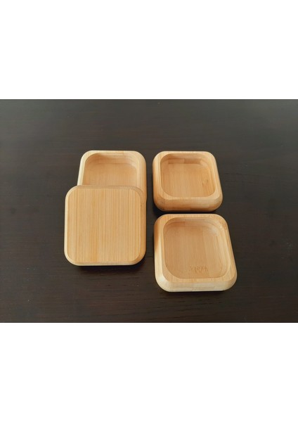 4 Adet Bambu Çerez Kasesi Bambu Kuruyemiş Tabağı- Kare Çerezlik fiyatları