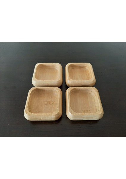 4 Adet Bambu Çerez Kasesi Bambu Kuruyemiş Tabağı- Kare Çerezlik modelleri