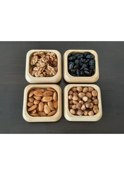 4 Adet Bambu Çerez Kasesi Bambu Kuruyemiş Tabağı- Kare Çerezlik indirimleri