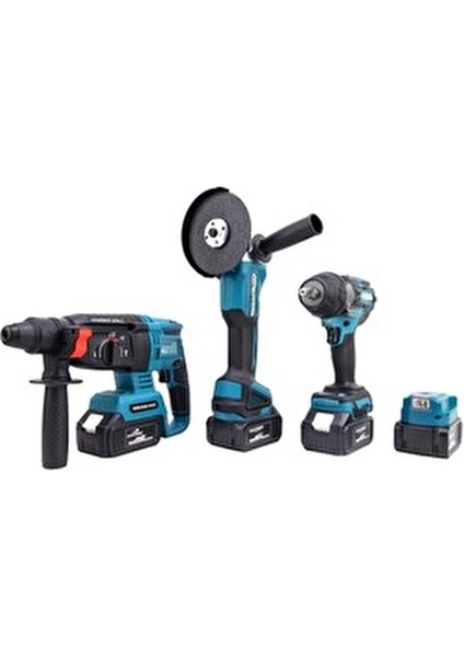 MK800 3'lü Set 3600 W Güçlü Darbeli Matkap Anahtarlı Mandren 13 mm