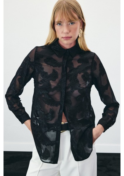 Transparan Gömlek - Siyah