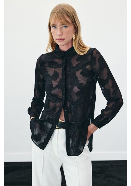 Transparan Gömlek - Siyah fırsatları