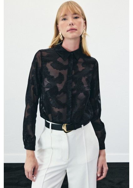 Transparan Gömlek - Siyah