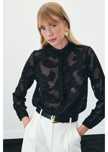 Transparan Gömlek - Siyah