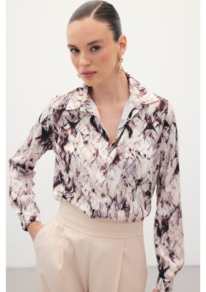Klasik Desenli Gömlek - Kahve indirimleri