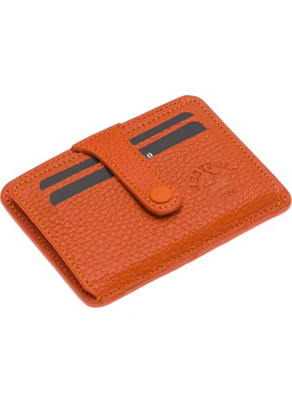 Carpi Çok Bölmeli Unisex Hakiki Flötr Deri Kartlık - Turuncu fiyatları
