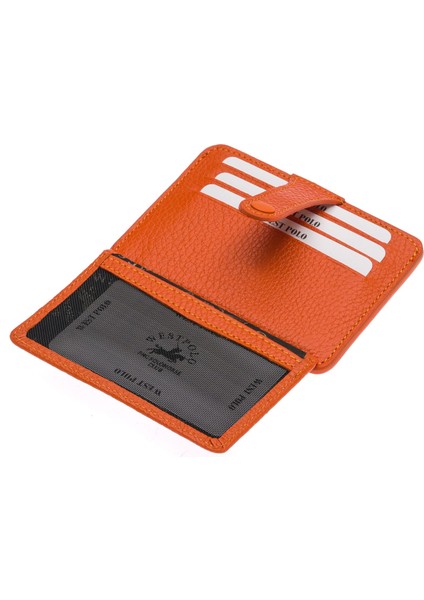 Carpi Çok Bölmeli Unisex Hakiki Flötr Deri Kartlık - Turuncu modelleri